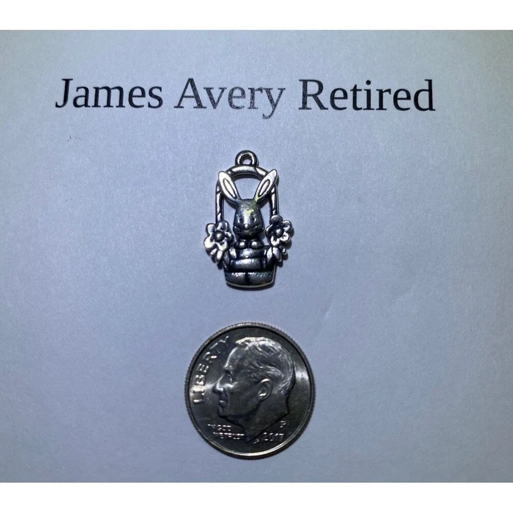 James Avery, Bunny in Easter Basket, RETIRED, RARE, Sterling Silver Charm, #82 - Picture 2 of 5